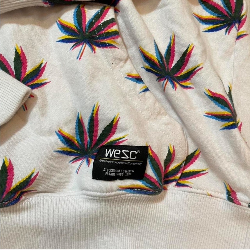 WESC Cannabis Weed Trippy Hippie Hoodie Womens M or Mens S. - Picture 2 of 6